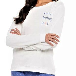 Juniors' SO Boxy French Terry Pajama Long Slv Tee